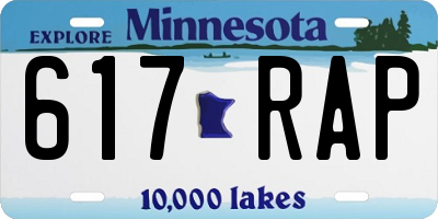 MN license plate 617RAP