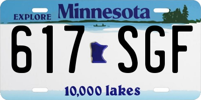 MN license plate 617SGF