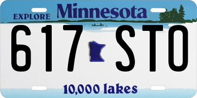 MN license plate 617STO