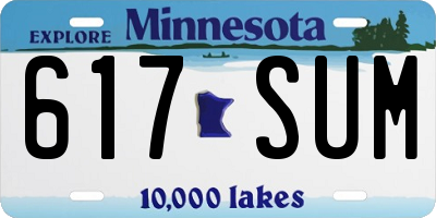 MN license plate 617SUM