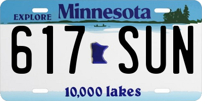 MN license plate 617SUN