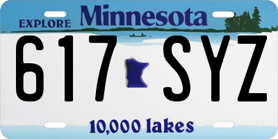 MN license plate 617SYZ