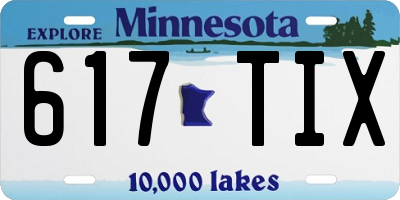 MN license plate 617TIX