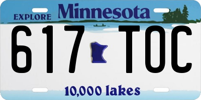 MN license plate 617TOC