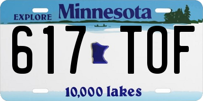 MN license plate 617TOF