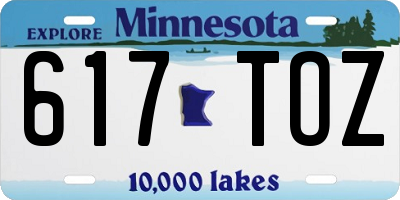 MN license plate 617TOZ