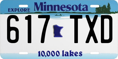 MN license plate 617TXD