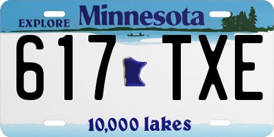 MN license plate 617TXE