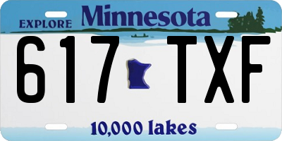 MN license plate 617TXF