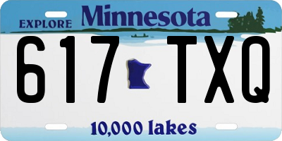 MN license plate 617TXQ