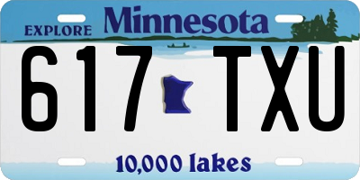 MN license plate 617TXU