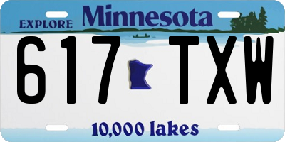MN license plate 617TXW