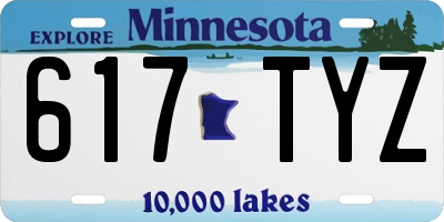 MN license plate 617TYZ