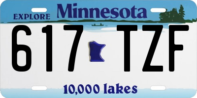 MN license plate 617TZF