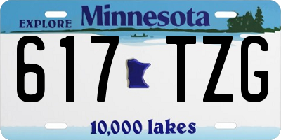 MN license plate 617TZG
