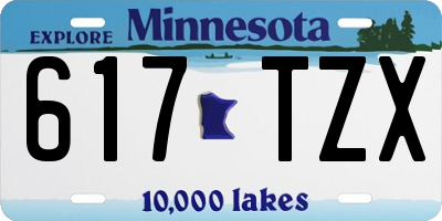MN license plate 617TZX