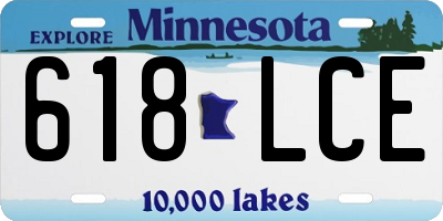 MN license plate 618LCE