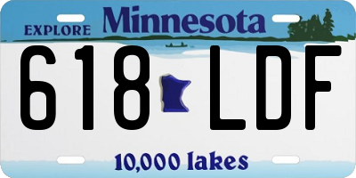 MN license plate 618LDF