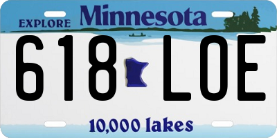 MN license plate 618LOE