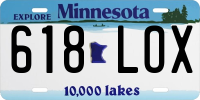 MN license plate 618LOX