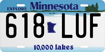 MN license plate 618LUF