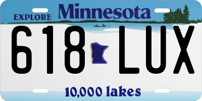 MN license plate 618LUX