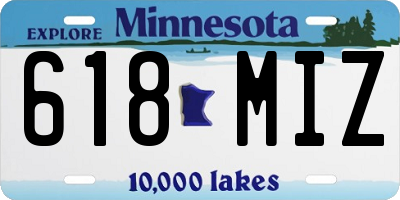MN license plate 618MIZ