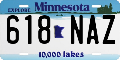 MN license plate 618NAZ