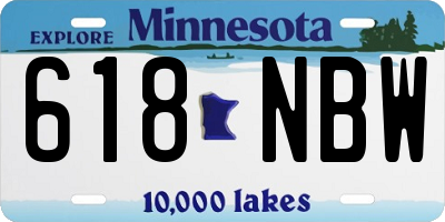 MN license plate 618NBW