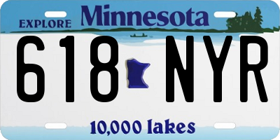 MN license plate 618NYR