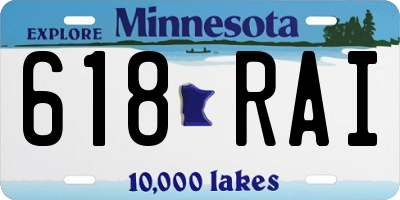 MN license plate 618RAI