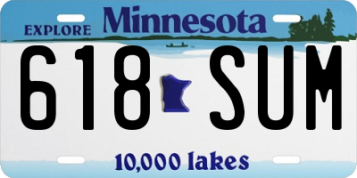 MN license plate 618SUM