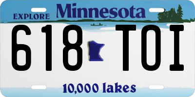MN license plate 618TOI