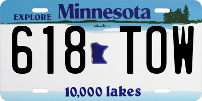 MN license plate 618TOW