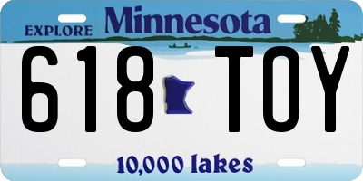 MN license plate 618TOY