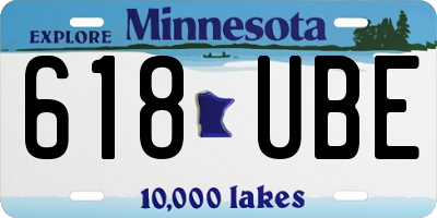 MN license plate 618UBE