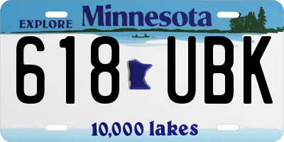 MN license plate 618UBK