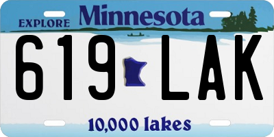 MN license plate 619LAK