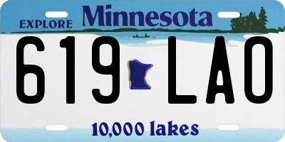 MN license plate 619LAO