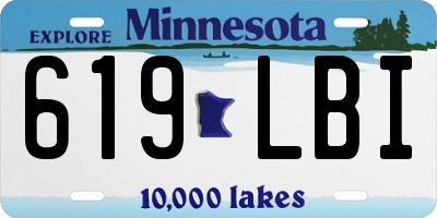 MN license plate 619LBI