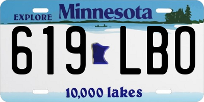 MN license plate 619LBO