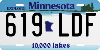 MN license plate 619LDF