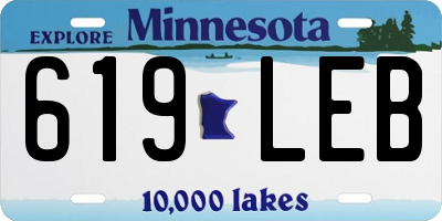 MN license plate 619LEB