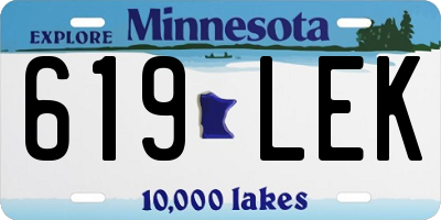 MN license plate 619LEK