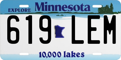 MN license plate 619LEM