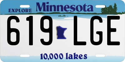 MN license plate 619LGE