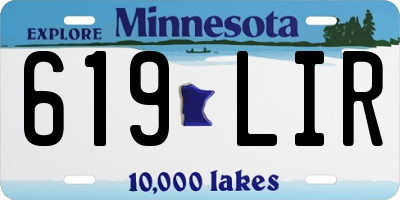MN license plate 619LIR