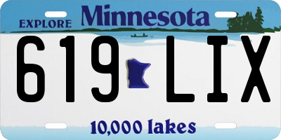 MN license plate 619LIX