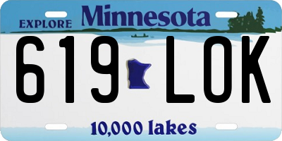 MN license plate 619LOK