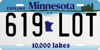 MN license plate 619LOT